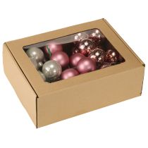Itens Mini bolas de Natal vidro rosa cinza fio Ø40mm 32 peças