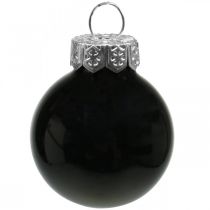 Itens Mini bolas de Natal vidro preto brilhante/fosco Ø2,5cm 22 peças