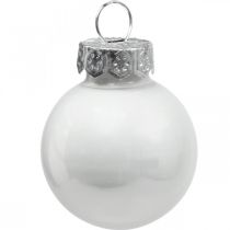 Itens Mini bolas de Natal vidro branco brilhante/fosco Ø2,5cm 22 peças