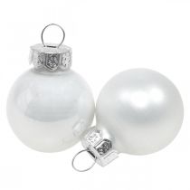 Mini bolas de natal vidro branco brilho/mate Ø2.5cm 24p