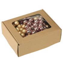 Itens Mini bolas de Natal douradas rosas espelhadas 2 cm 140 peças