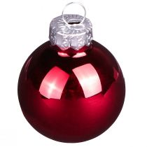 Itens Mini bolas de Natal vidro vermelho fosco brilho Ø3cm 22 un