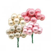 Itens Mini bolas de natal em arame Ø20mm vidro rosa 140p