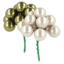 Itens Mini bolas de Natal em arame vidro creme prata 2,5cm 140 peças