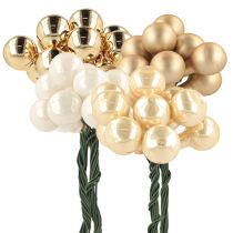 Itens Mini bolas de Natal em fio dourado creme Ø1,5cm 140 un
