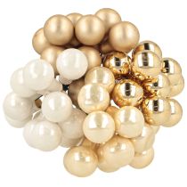 Itens Mini bolas de Natal em fio dourado creme Ø1,5cm 140 un