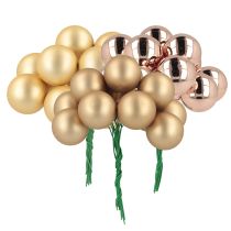 Itens Mini bolas de Natal em arame vidro rosé dourado Ø25mm 140 peças