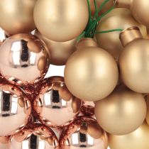 Itens Mini bolas de Natal em arame vidro rosé dourado Ø25mm 140 peças