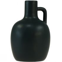 Itens Mini vaso de cerâmica preto fosco com alça Ø9cm Alt.14,5cm