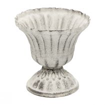 Mini Vaso Copo Cálice de Metal Branco Cinza Antigo Ø8cm Alt.8cm