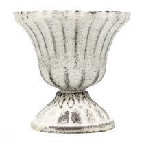 Mini Vaso Copo Cálice de Metal Branco Cinza Antigo Ø8cm Alt.8cm