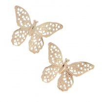 Mini borboletas decoração dispersa de metal dourada 3 cm 50 unidades