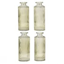 Itens Mini vasos de vidro com ranhuras vaso de flores retrô verde Ø5cm 4 unidades