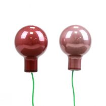 Itens Mini bolas de natal arame vidro rosa bordô Ø2,5cm 140 un