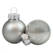Mini bolas de Natal vidro prata brilho/fosco Ø2,5cm 20p
