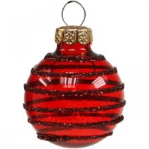 Mini bolas de natal vermelho mix vidro real Ø3cm 9pcs