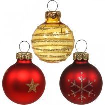 Mini bolas de natal vermelho/amarelo mistura vidro real Ø3cm 9pcs