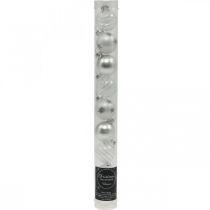 Itens Mini bolas de Natal brancas, prata vidro real Ø3cm 9 unid.