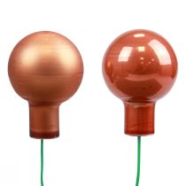 Mini bolas de Natal em arame de vidro vermelho laranja 2,5cm 140p