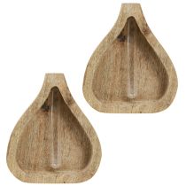 Itens Mini vaso tubo de ensaio de vidro decoração em madeira transparente natural H17cm 2 unidades