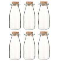 Itens Mini vasos de vidro com rolhas, 13,5 cm de altura, 5,5 cm de diâmetro, conjunto de 6 peças.