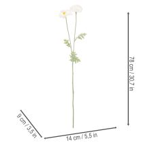 Itens Papoula artificial branca, haste longa, 78 cm, 3 peças