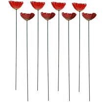 Itens Plugue de flores decorativas em cerâmica papoula vermelho papoula 5cm 8 un