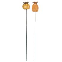 Itens Estaca de jardim em formato de cápsula de papoula para decoração elegante de jardins, canteiros ou varandas, 60 cm, 2 peças.