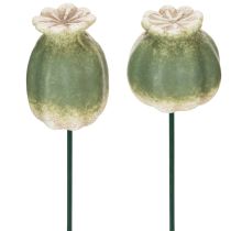 Itens Estaca decorativa em forma de cápsula de sementes de papoula para dar um toque de elegância sazonal ao jardim ou destacar a varanda, 41 cm, 4 peças