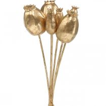 Cápsulas de papoula decoração papoula ouro artificial decoração de natal 38 cm 6 unidades