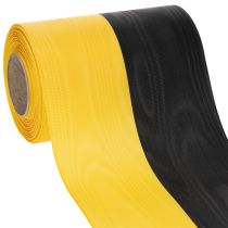 Itens Fita de guirlanda Moiré 150mm amarela e preta - fita de luto, faixa, decoração, fita para clubes - rolo de 25m