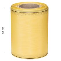 Itens Fita para coroa de flores em moiré, amarela com detalhes dourados, 125 mm x 25 m - Fita de luto de alta qualidade, fita decorativa, fita para laço.
