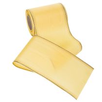 Itens Fita para coroa de flores em moiré, amarela com detalhes dourados, 125 mm x 25 m - Fita de luto de alta qualidade, fita decorativa, fita para laço.