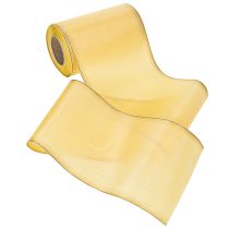 Itens Fita decorativa floral em moiré, amarela com detalhes dourados, acetato/poliéster, 150 mm x 25 m