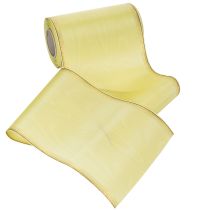 Itens Fita para guirlanda em moiré, verde claro com borda dourada, 175 mm x 25 m, decoração de alta qualidade para arranjos florais.