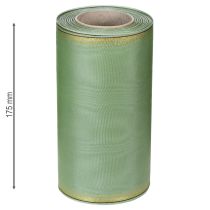 Itens Fita decorativa em moiré verde-sálvia com borda dourada - 175 mm x 25 m - fita decorativa para arranjos florais e celebrações