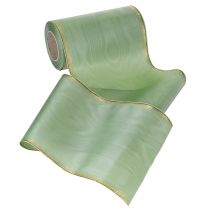 Itens Fita decorativa em moiré verde-sálvia com borda dourada - 175 mm x 25 m - fita decorativa para arranjos florais e celebrações