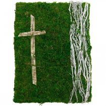 Moss pinta videiras e cruz para sepultura verde, branco 40 × 30cm