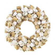Itens Guirlanda de conchas decoração suspensa marítima coco branco natural Ø25cm