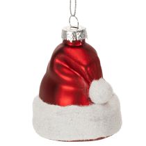 Itens Enfeite de Natal com chapéu de Papai Noel de vidro, 8 cm, 6 peças