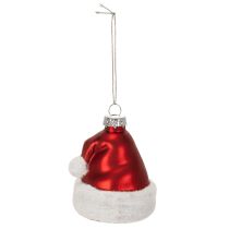 Itens Enfeite de Natal com chapéu de Papai Noel de vidro, 8 cm, 6 peças