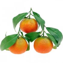 Frutas decorativas, laranjas com folhas, frutas artificiais Alt.9cm Ø6.5cm 4pcs