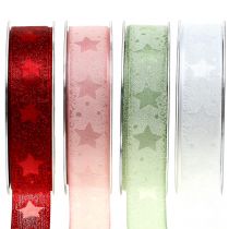 Fita de organza com motivo de estrela 25mm 15m