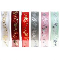 Fita de organza com motivo de estrela 25mm 20m