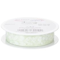 Itens Fita de organza floral, fita para presentes, verde, 25 mm, 18 m