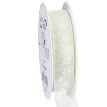 Itens Fita de organza floral, fita para presentes, verde, 25 mm, 18 m