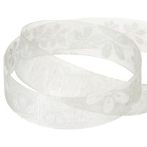 Itens Fita de organza floral, fita para presentes, verde, 25 mm, 18 m