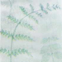 Itens Fita de organza, fita de chiffon, ramos com folhas, verde, 40 mm, 15 m