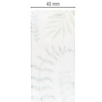 Itens Fita de organza, fita de chiffon, ramos com folhas, verde, 40 mm, 15 m