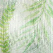 Itens Fita de organza, fita de chiffon, verde com gavinhas de folhas, 40 mm de largura, 15 m de comprimento.